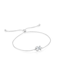 Pulsera cadena motivo oso de plata y cuarzo cristal de roca Color Bear