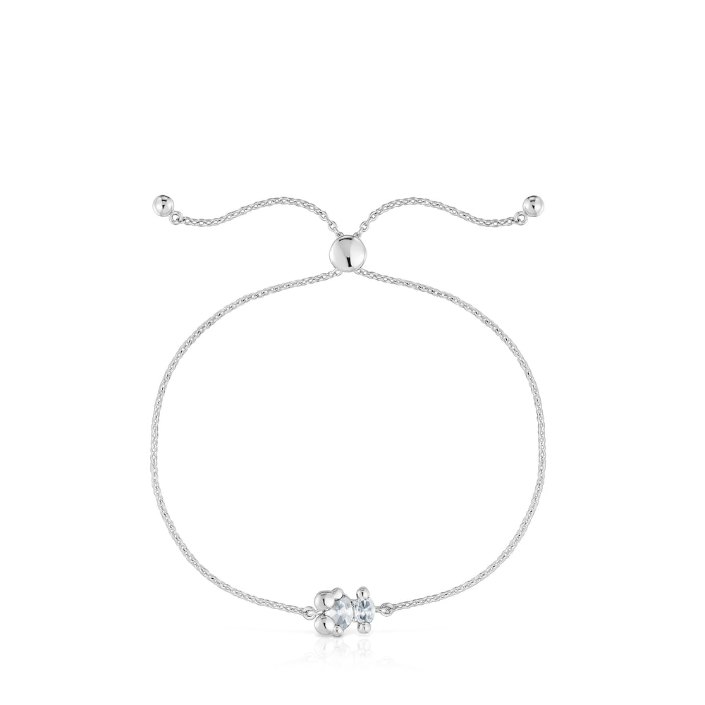 Pulsera cadena motivo oso de plata y cuarzo cristal de roca Color Bear Pulsera cadena motivo oso de plata y cuarzo cristal de roca Color Bear