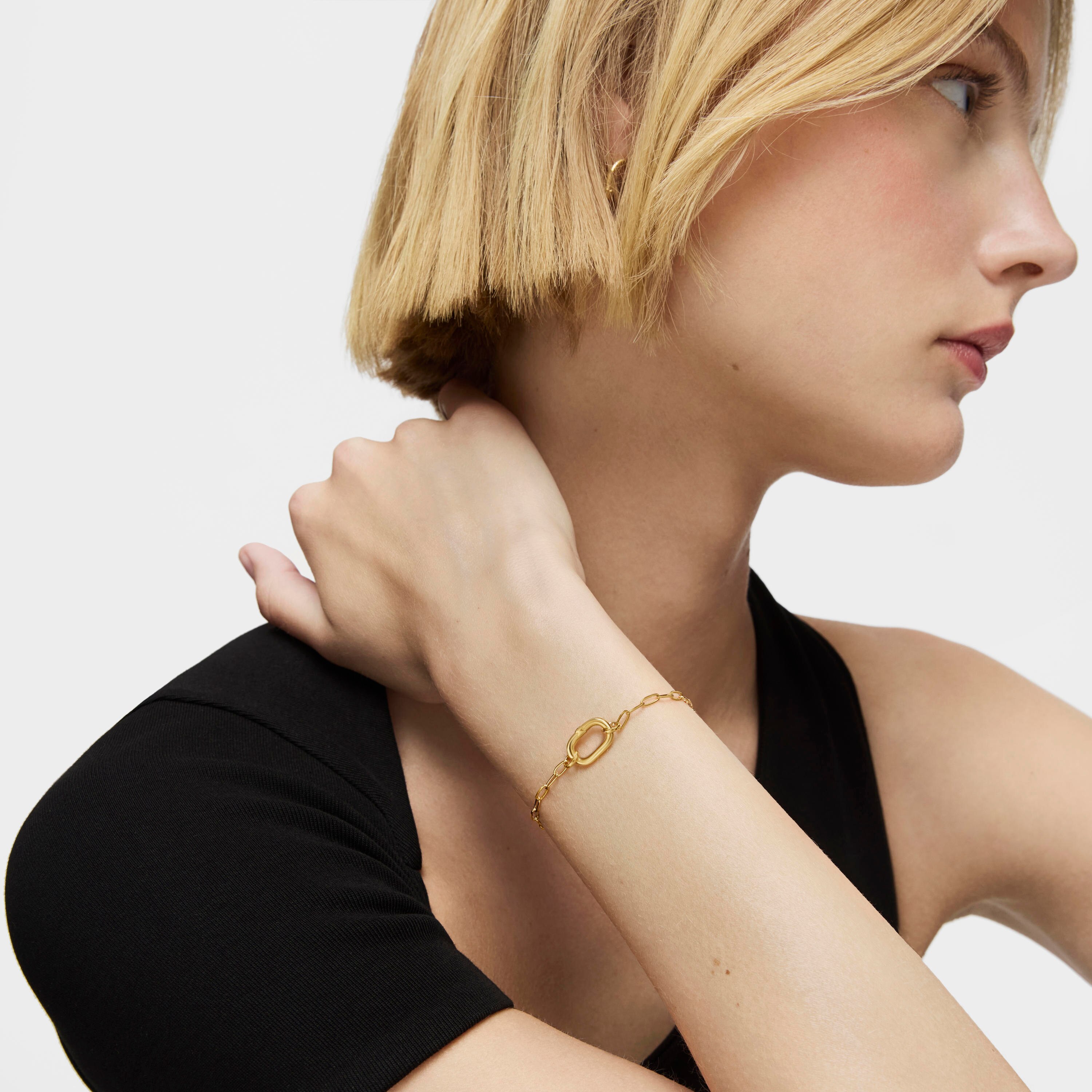 Hold Oval chain Bracelet with 18K gold vermeil