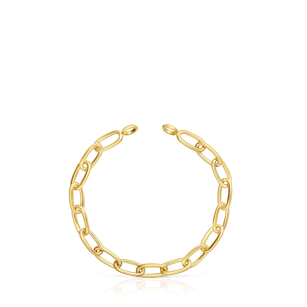 Pulsera cadena XL con baño de oro 18 kt sobre plata Hold Oval Pulsera cadena XL con baño de oro 18 kt sobre plata Hold Oval