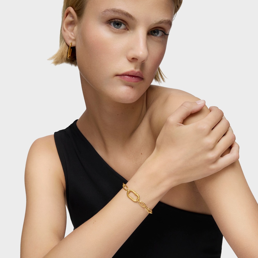 Pulsera cadena XL con baño de oro 18 kt sobre plata Hold Oval Pulsera cadena XL con baño de oro 18 kt sobre plata Hold Oval