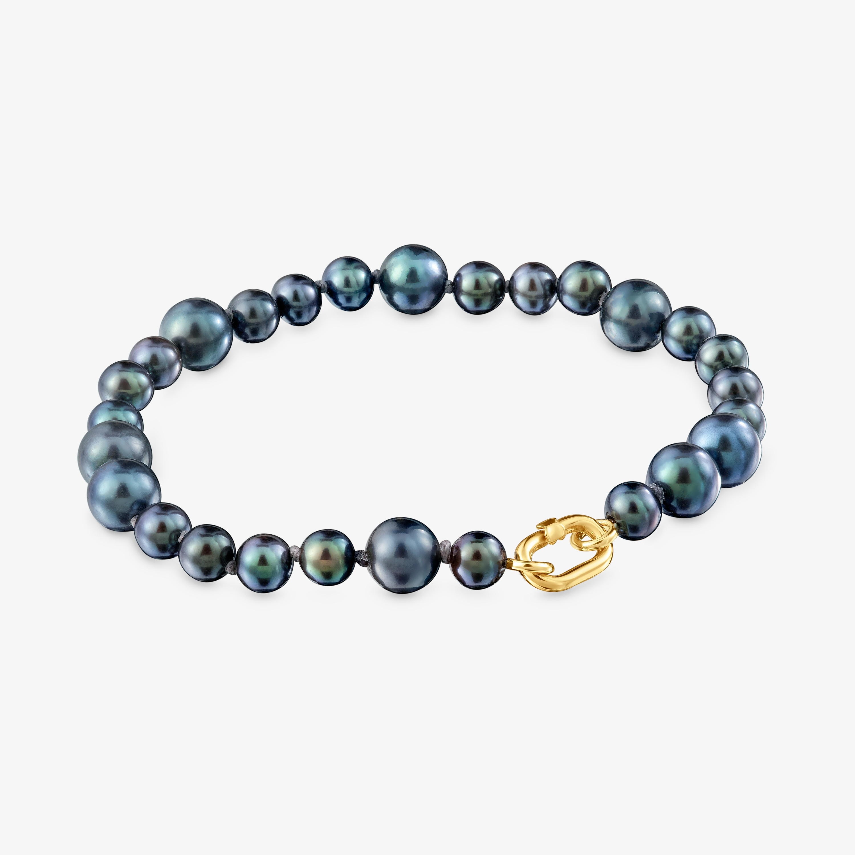 Hold Oval 18K solid gold Bracelet with cultured baroque pearls