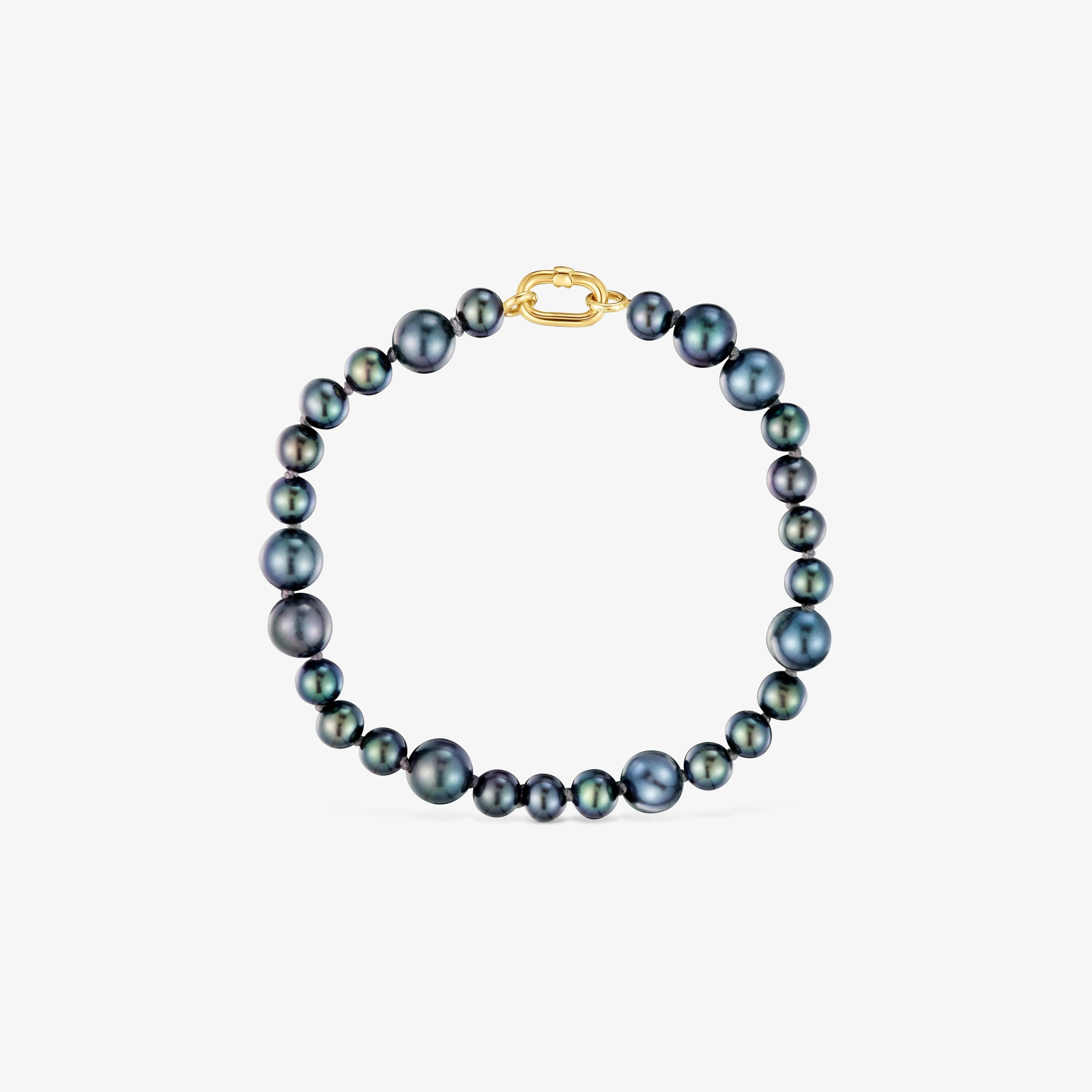 Hold Oval 18K solid gold Bracelet with cultured baroque pearls