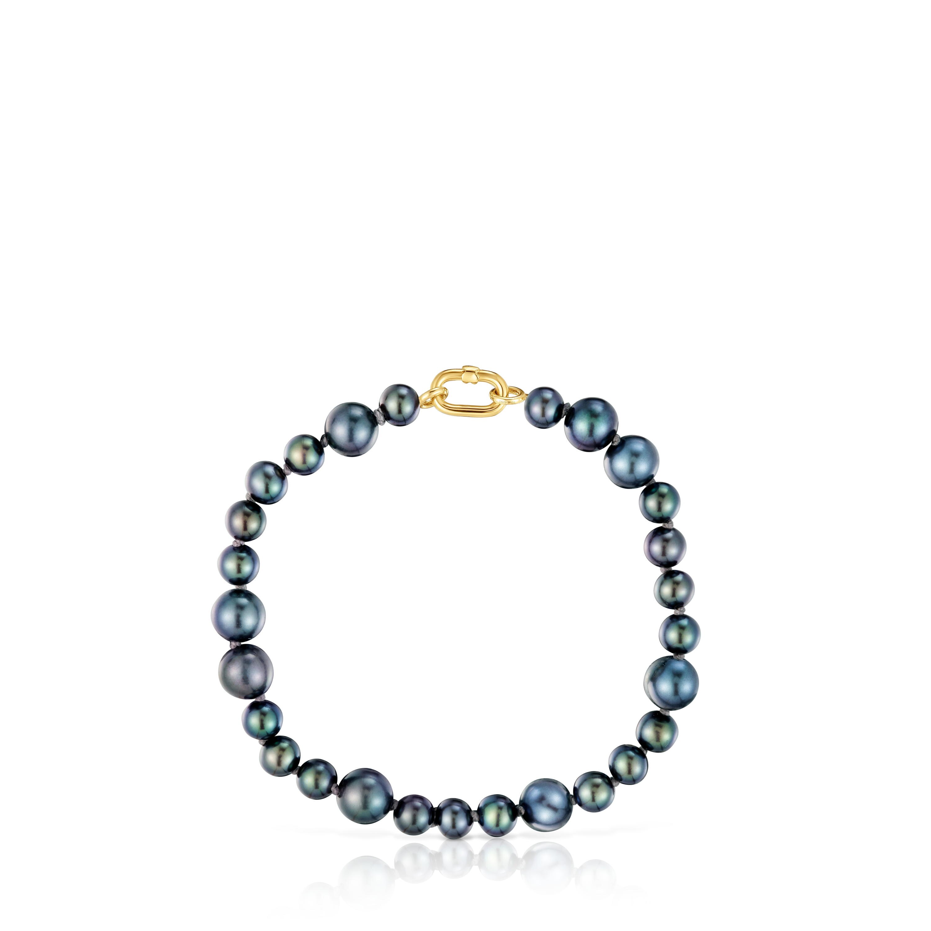 Hold Oval gold Bracelet with cultured baroque pearls