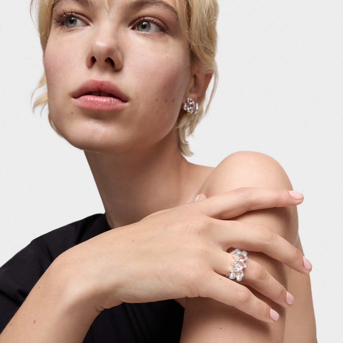 Tous - Anillo Mediano Motivo Oso De Plata Y Cuarzo Cristal De Roca Color Bear Talla 10