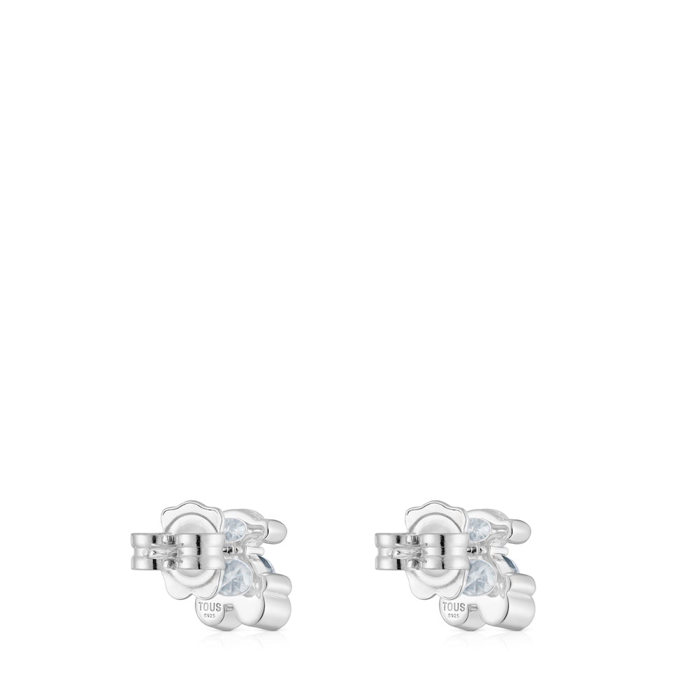 Pendientes motivo oso de plata y cuarzo cristal de roca 8 mm Color Bear image number 2