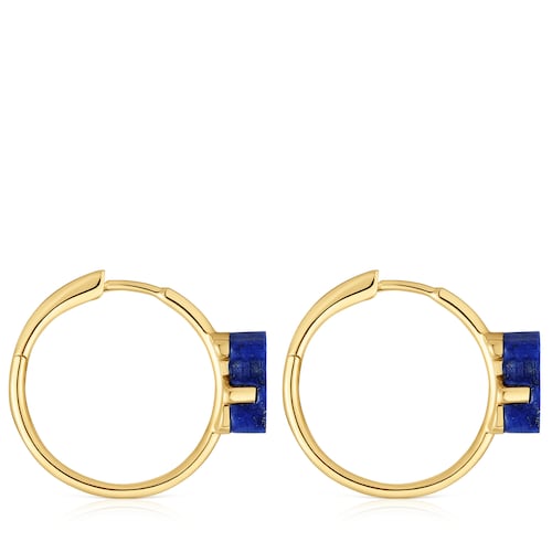 Gold bear Hoop earrings with lapis lazuli TOUS 1950