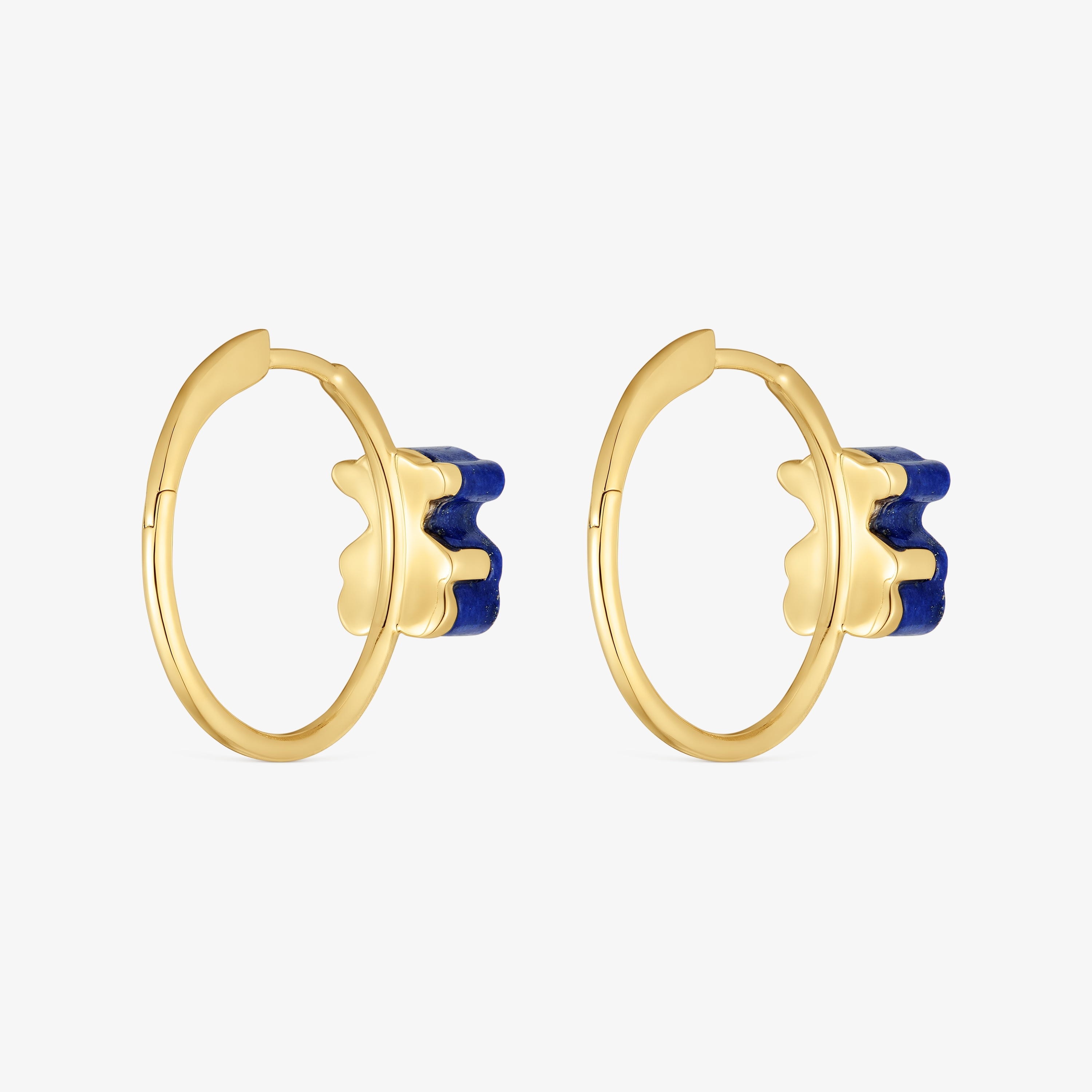 18K solid gold bear Hoop earrings with lapis lazuli TOUS 1950
