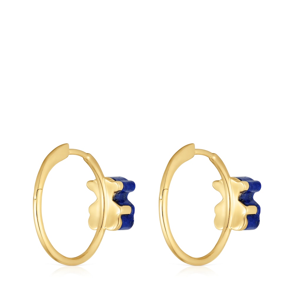 Gold bear Hoop earrings with lapis lazuli TOUS 1950 Gold bear Hoop earrings with lapis lazuli TOUS 1950