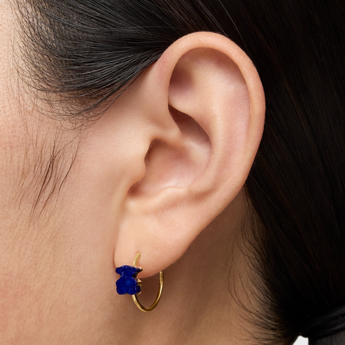 Gold bear Hoop earrings with lapis lazuli TOUS 1950
