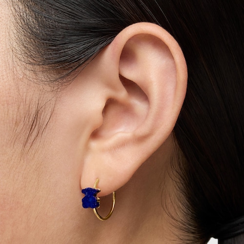 Gold bear Hoop earrings with lapis lazuli TOUS 1950