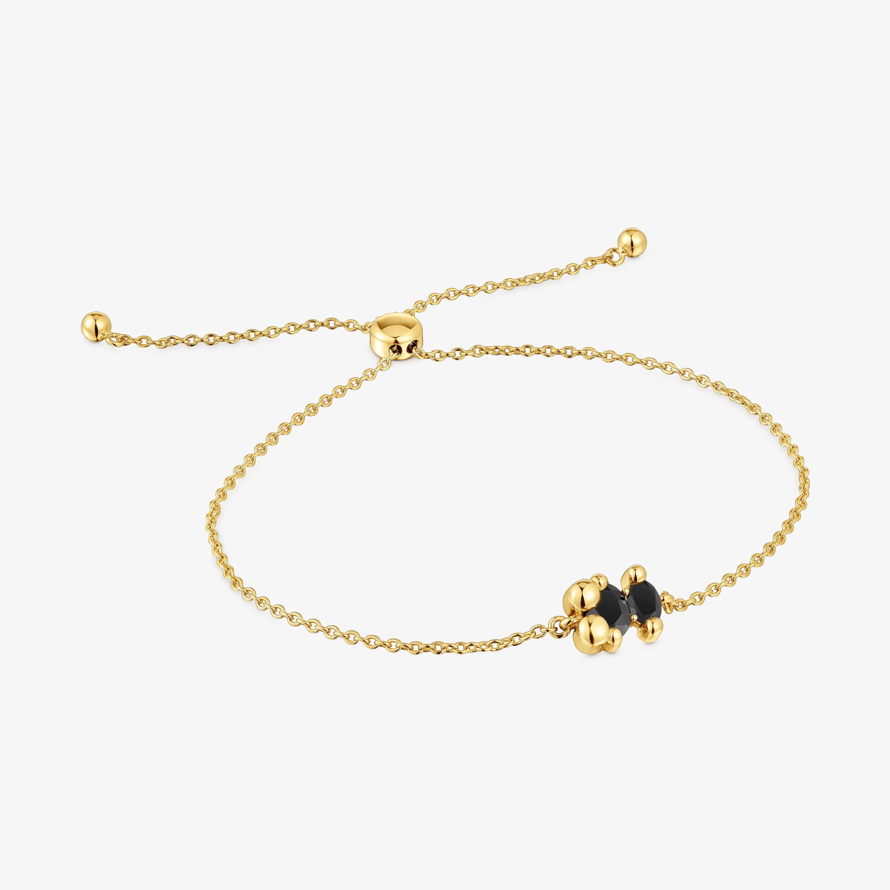 18K gold vermeil and onyx bear motif chain Bracelet Color Bear