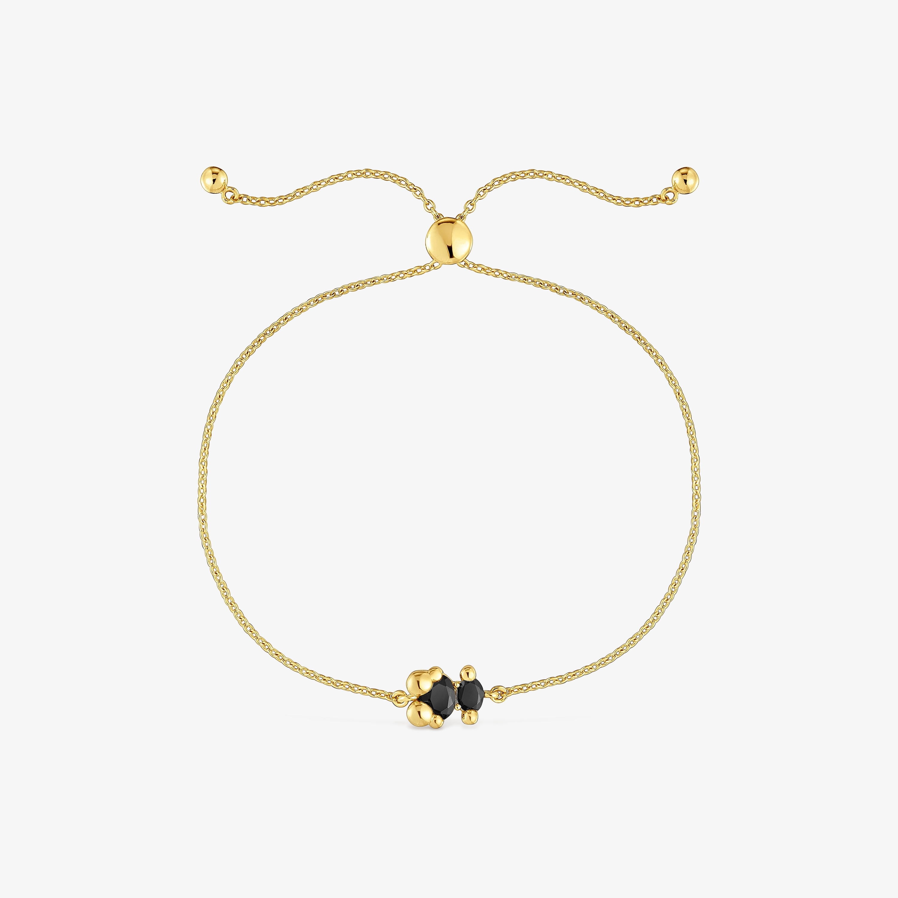 18K gold vermeil and onyx bear motif chain Bracelet Color Bear