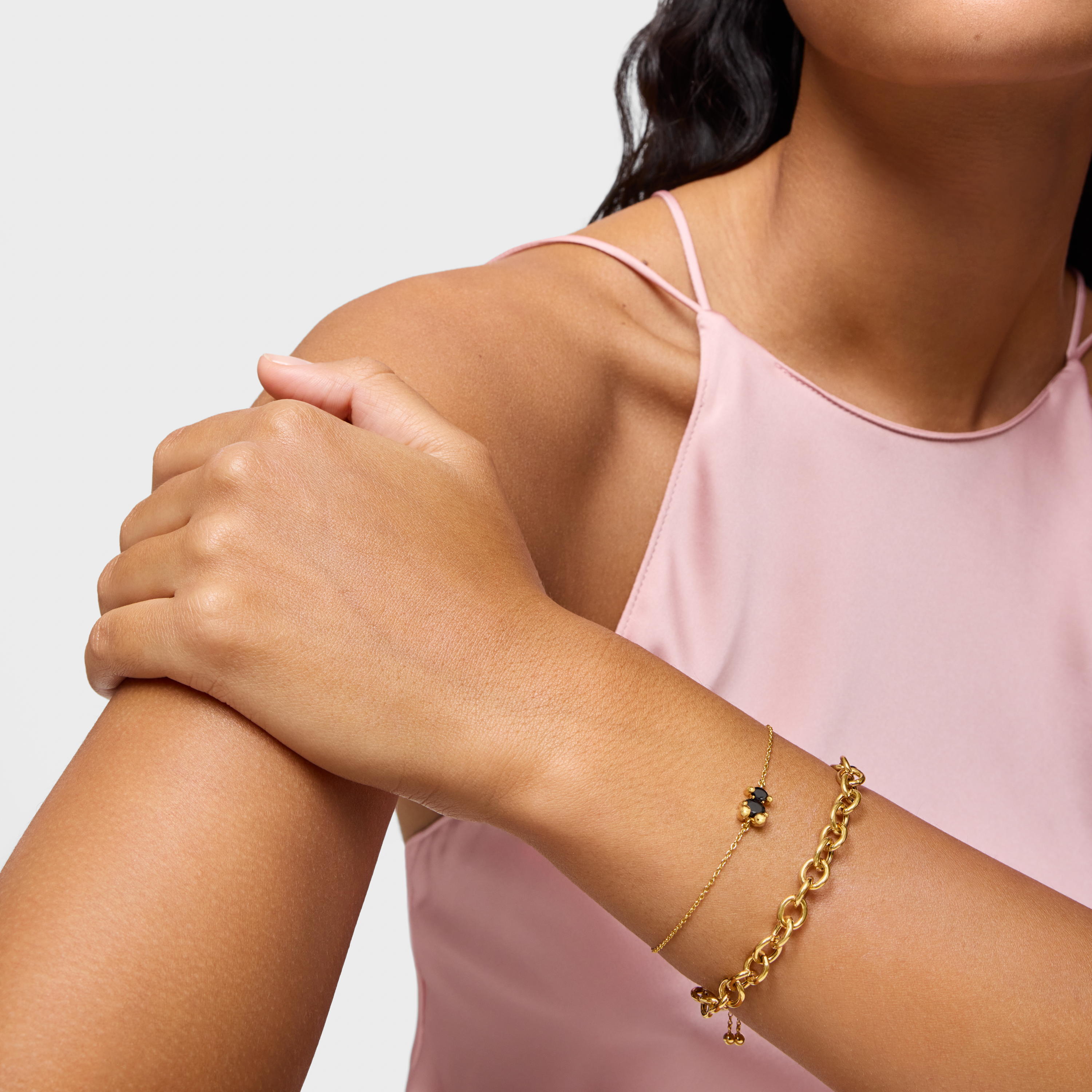 18K gold vermeil and onyx bear motif chain Bracelet Color Bear