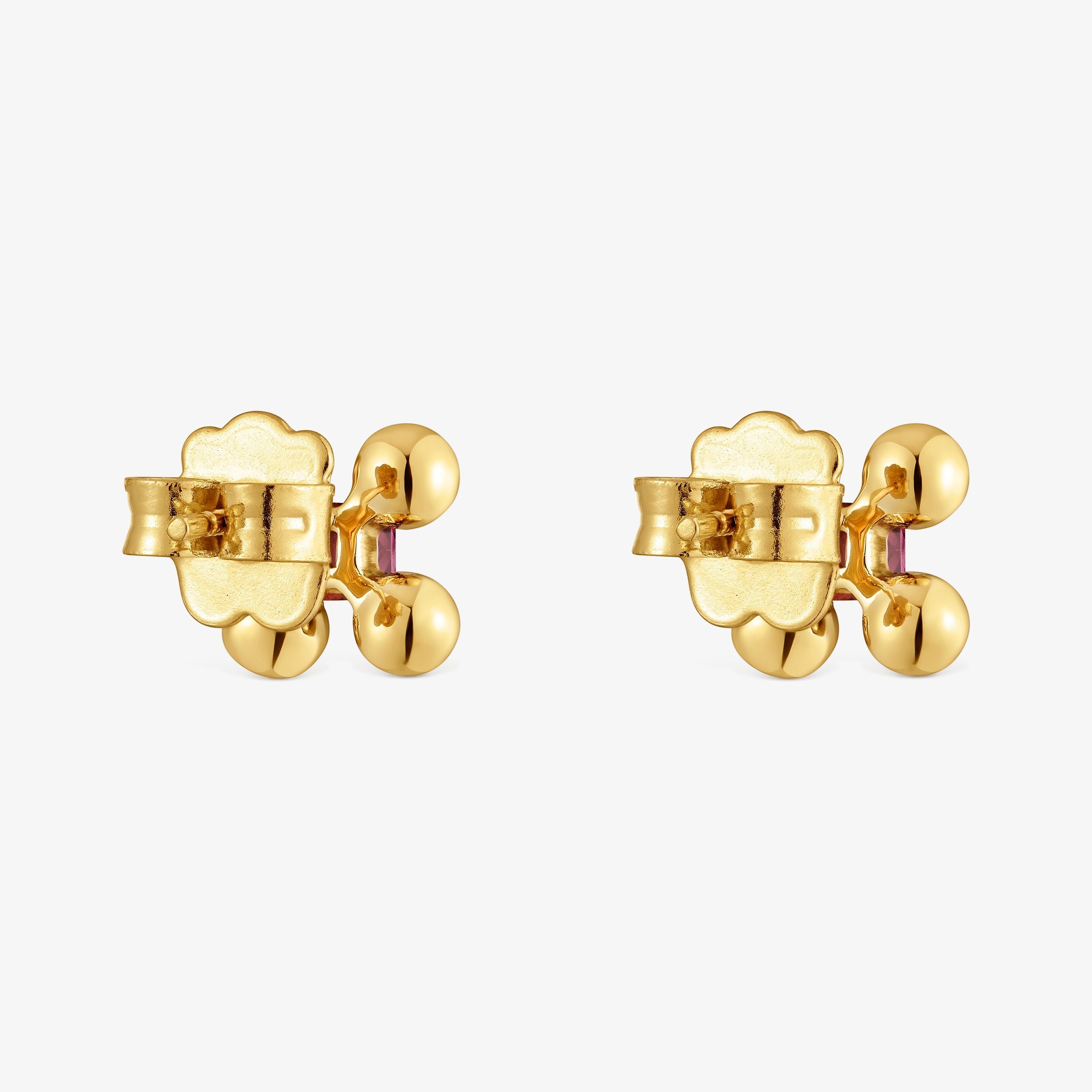 Sugar Party short Earrings with 18K gold vermeil and rhodolite