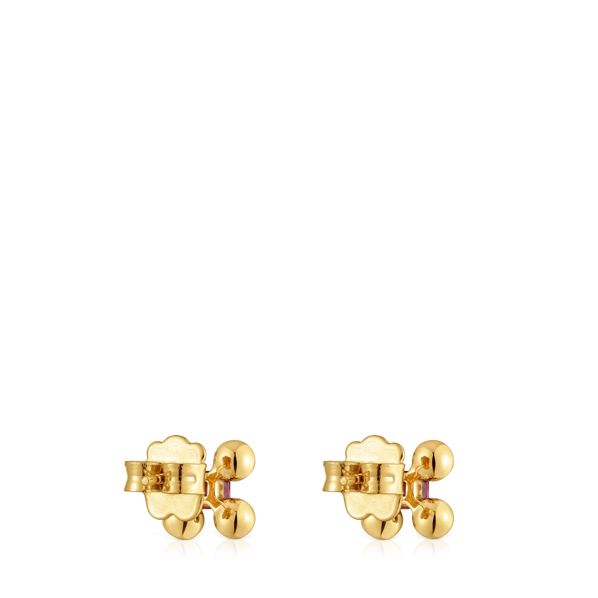 Pendientes cortos con baño de oro 18 kt sobre plata y rodolita Sugar Party