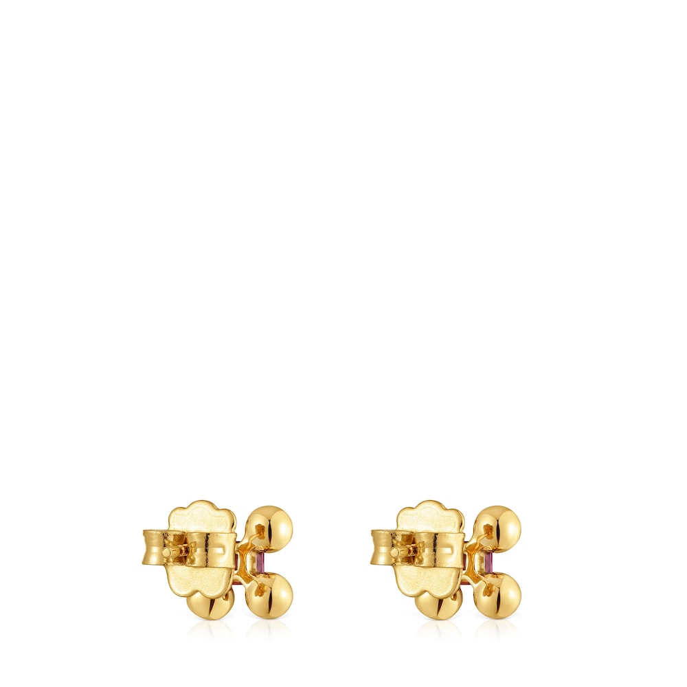 Pendientes cortos con baño de oro 18 kt sobre plata y rodolita Sugar Party Pendientes cortos con baño de oro 18 kt sobre plata y rodolita Sugar Party