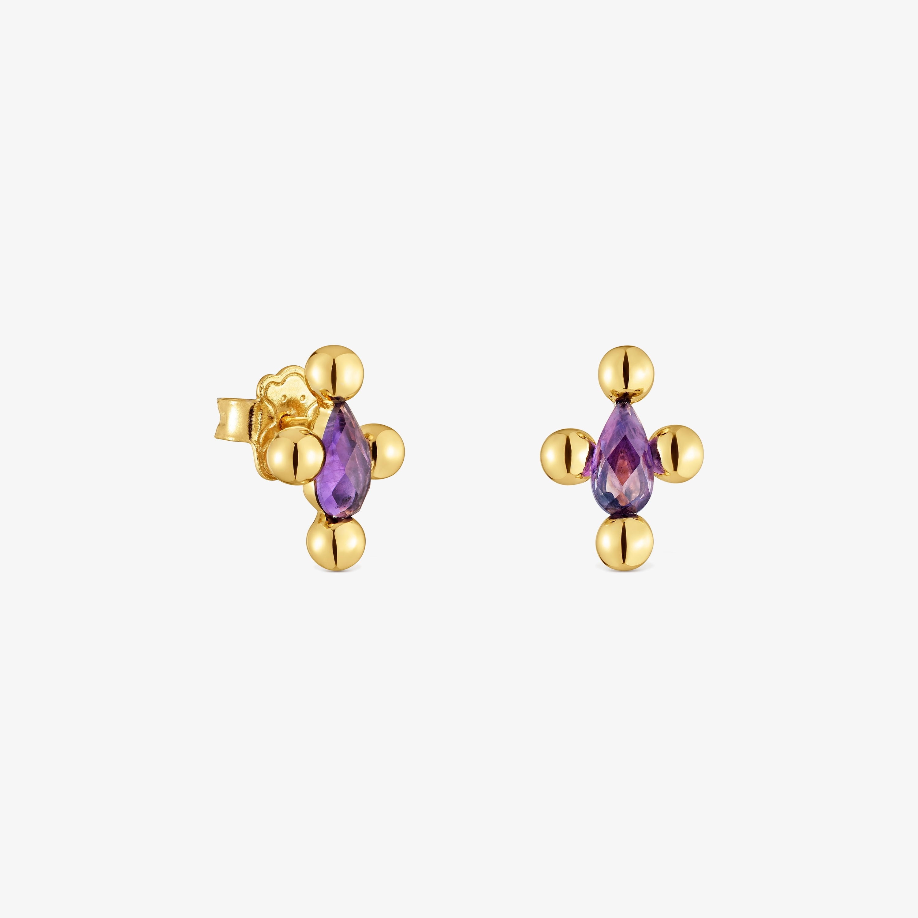 Sugar Party short Earrings with 18K gold vermeil and amethyst