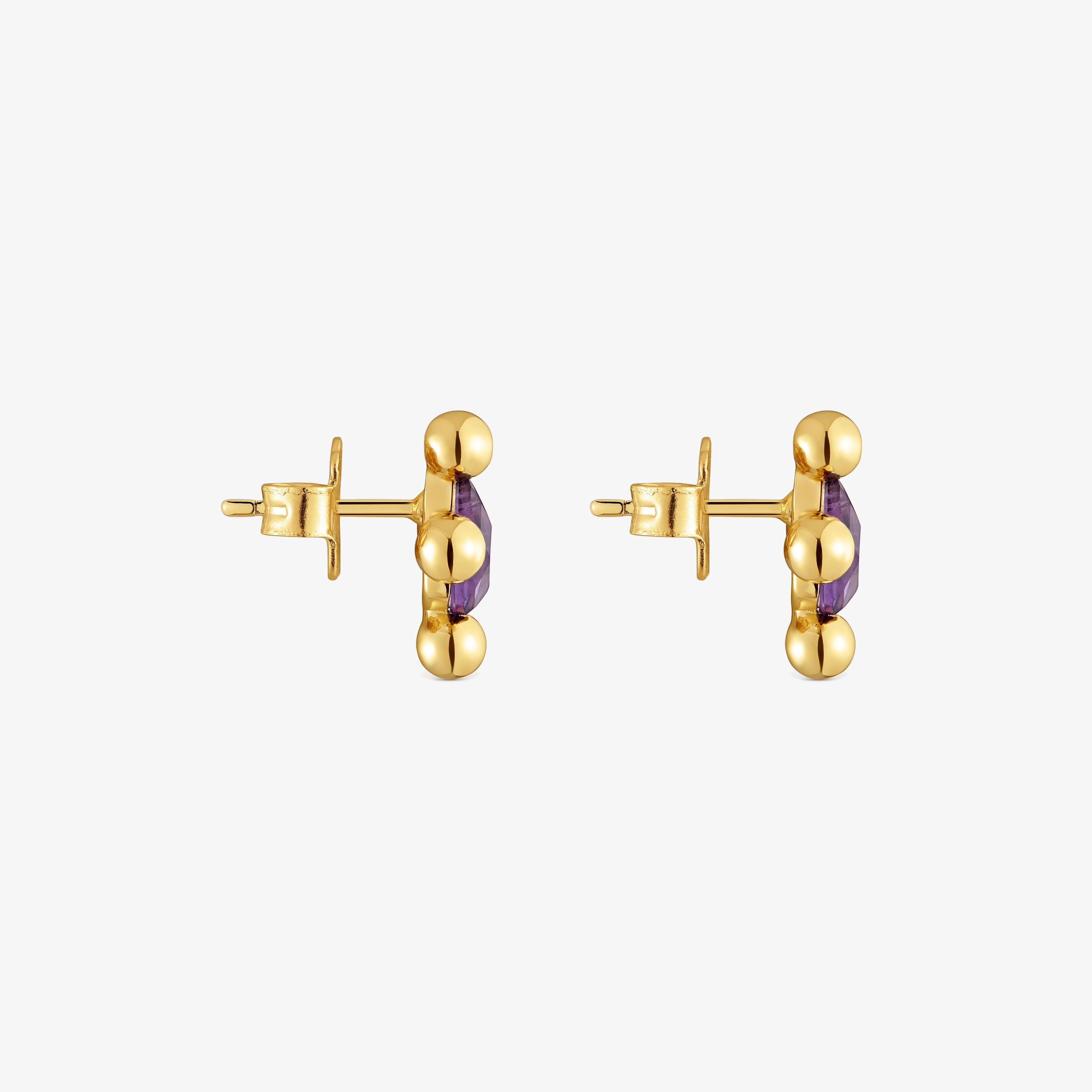 Sugar Party short Earrings with 18K gold vermeil and amethyst