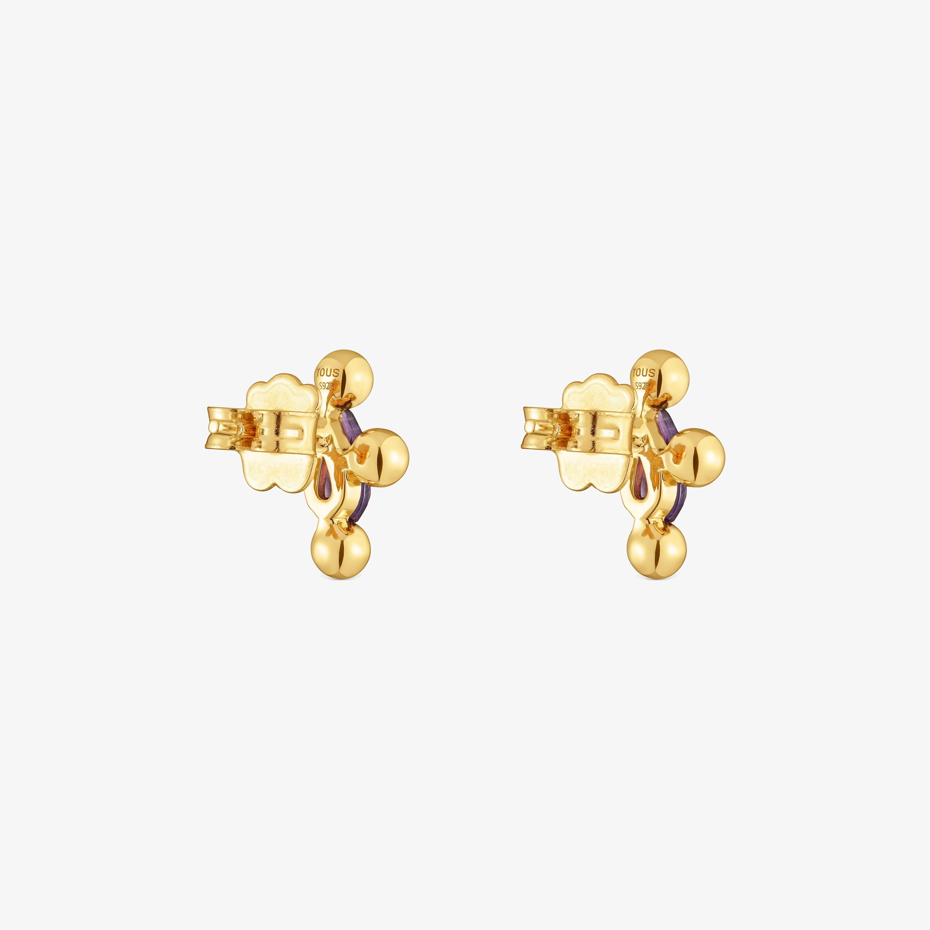 Sugar Party short Earrings with 18K gold vermeil and amethyst