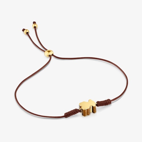 Nylon Bracelet with 18K solid gold bear motif and tiger&rsquo;s eye TOUS 1950