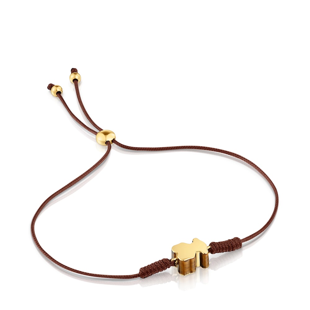 Pulsera de nylon motivo oso de oro y ojo de tigre TOUS 1950 Pulsera de nylon motivo oso de oro y ojo de tigre TOUS 1950