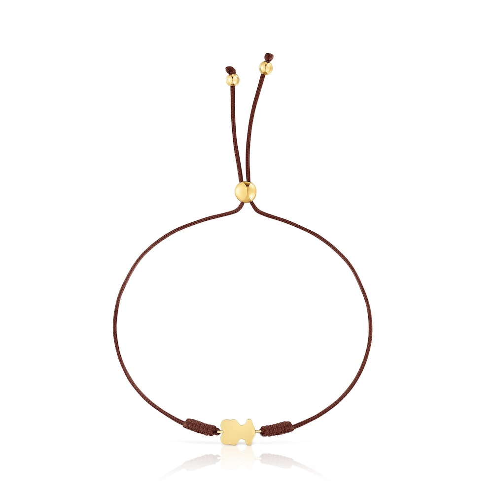 Pulsera de nylon motivo oso de oro y ojo de tigre TOUS 1950 image number 1
