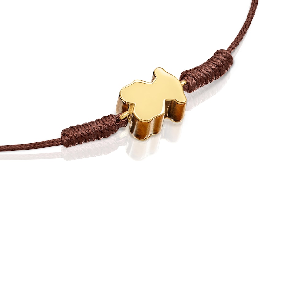 Pulsera de nylon motivo oso de oro y ojo de tigre TOUS 1950 image number 2