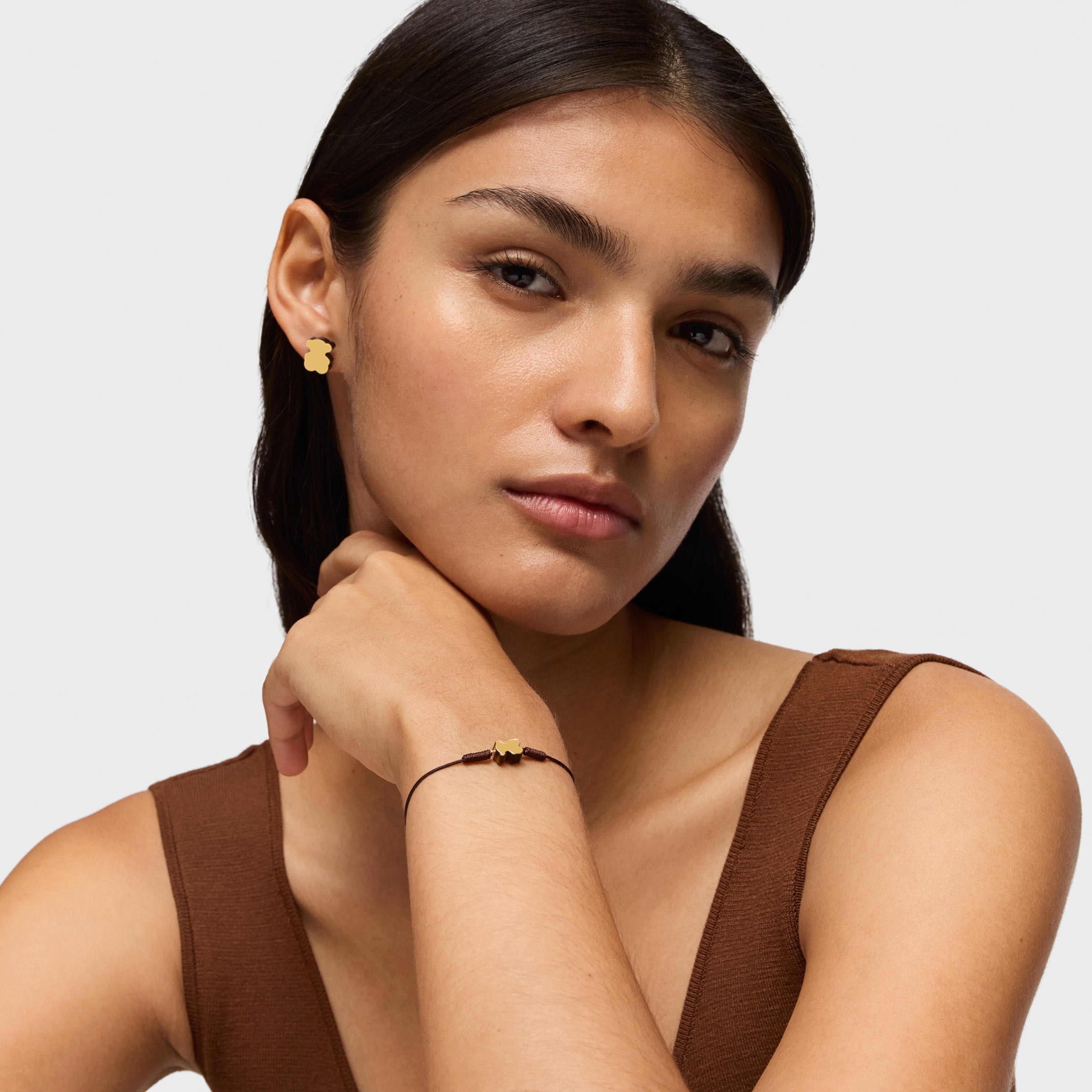 Nylon Bracelet with 18K solid gold bear motif and tiger’s eye TOUS 1950