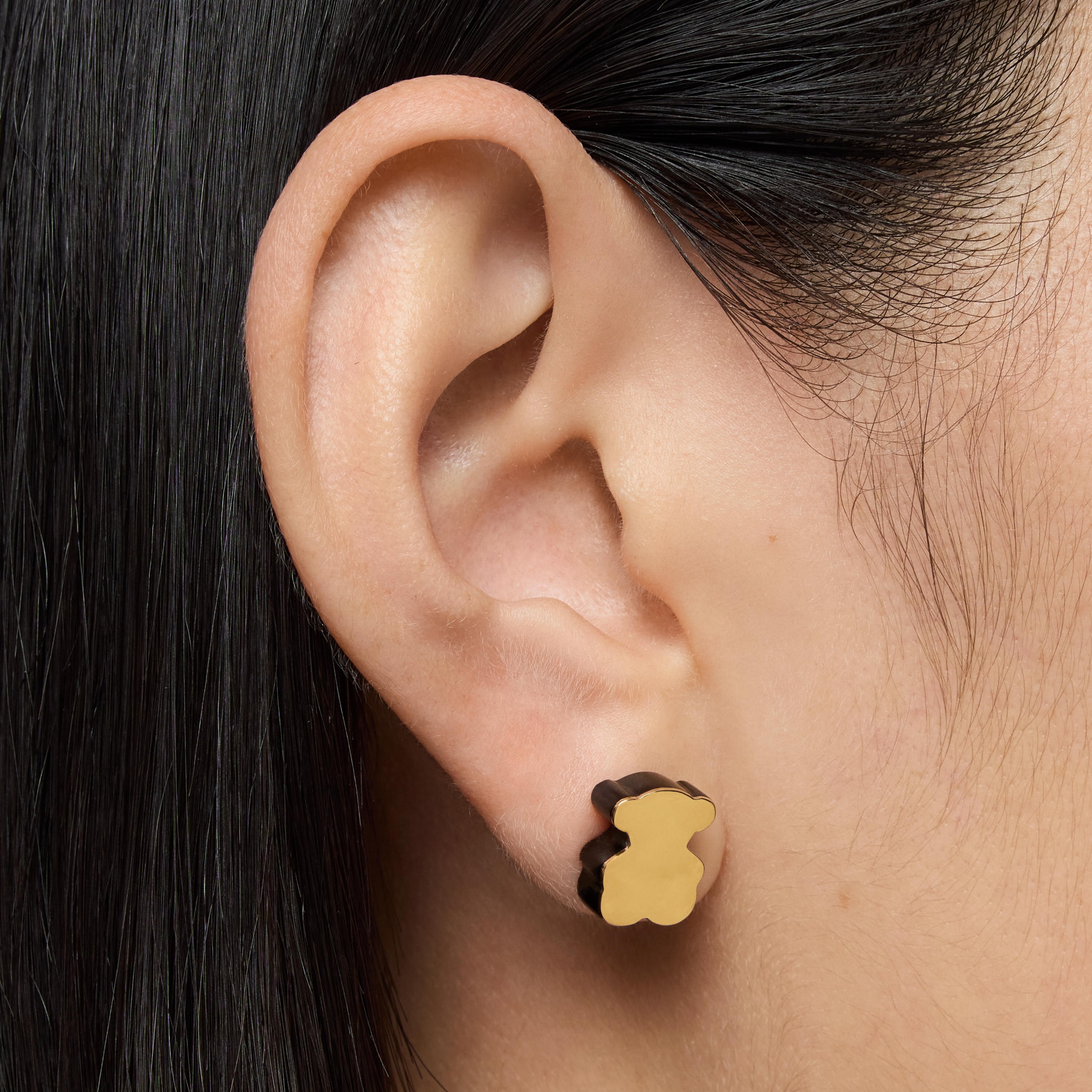 Gold bear Earrings with onyx TOUS 1950