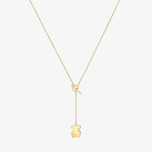 Kr&oacute;tki naszyjnik ze złota z misiem i onyksem TOUS 1950