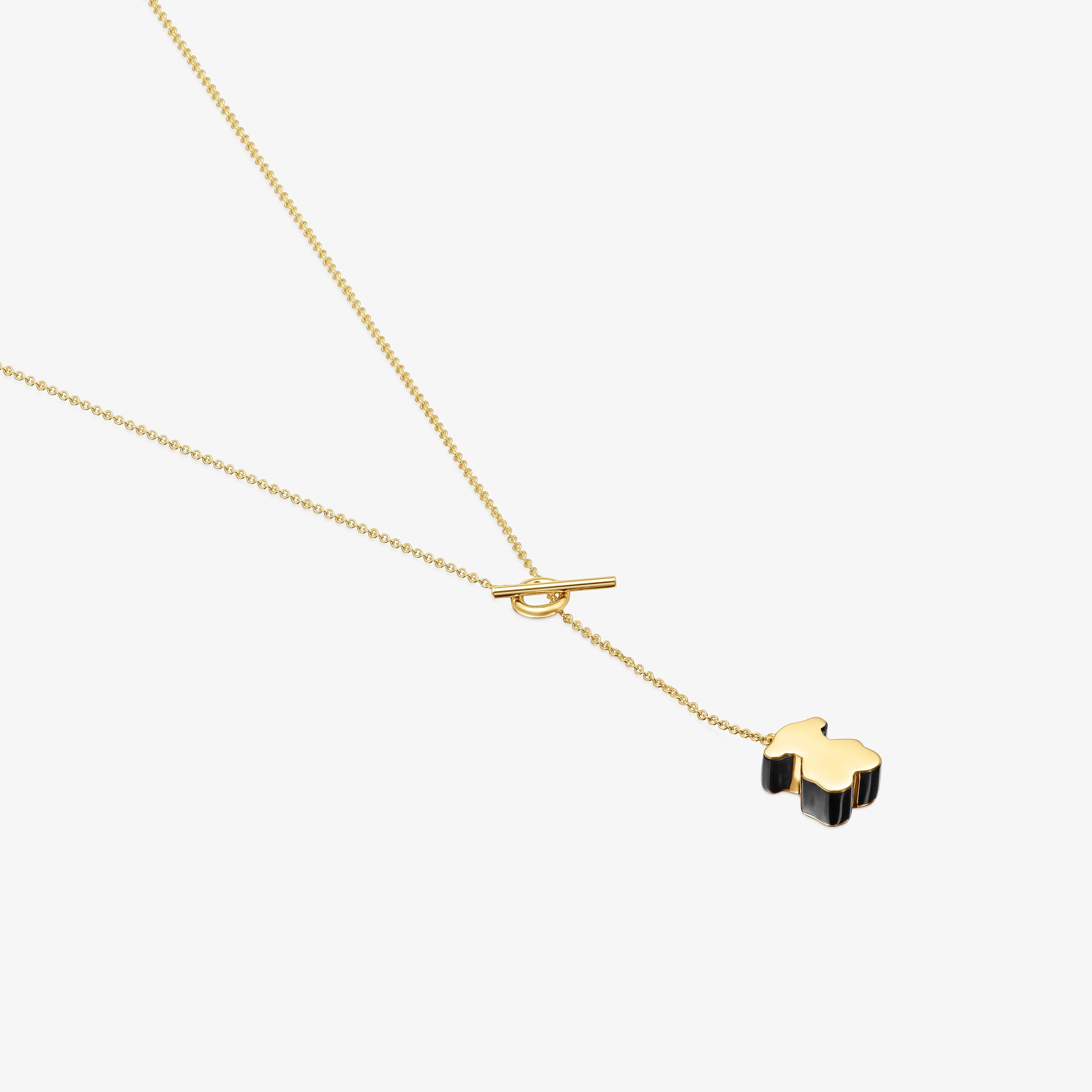 Short 18K solid gold bear Necklace with onyx TOUS 1950