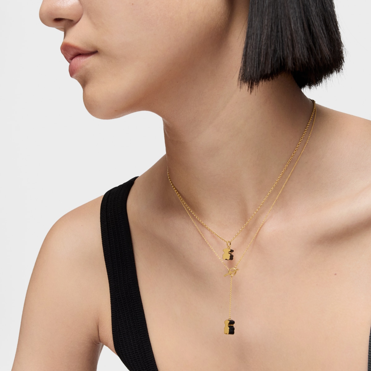 Short gold bear Necklace with onyx TOUS 1950
