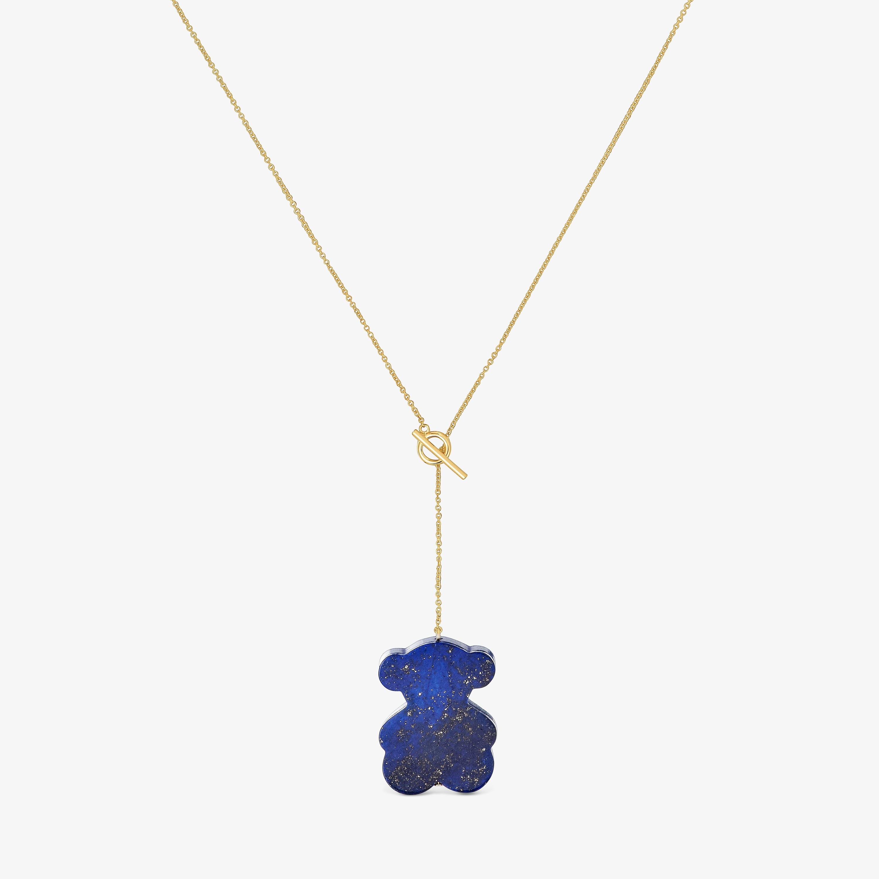 Short 18K solid gold bear Necklace with lapis lazuli TOUS 1950