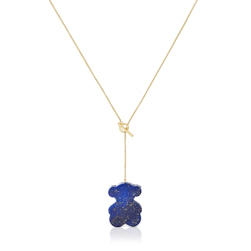 Short gold bear Necklace with lapis lazuli TOUS 1950