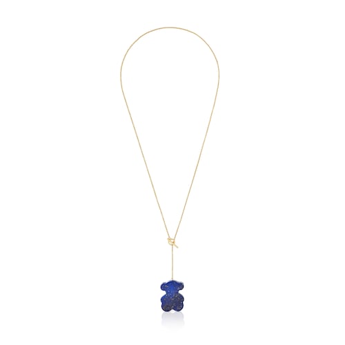 Short gold bear Necklace with lapis lazuli TOUS 1950