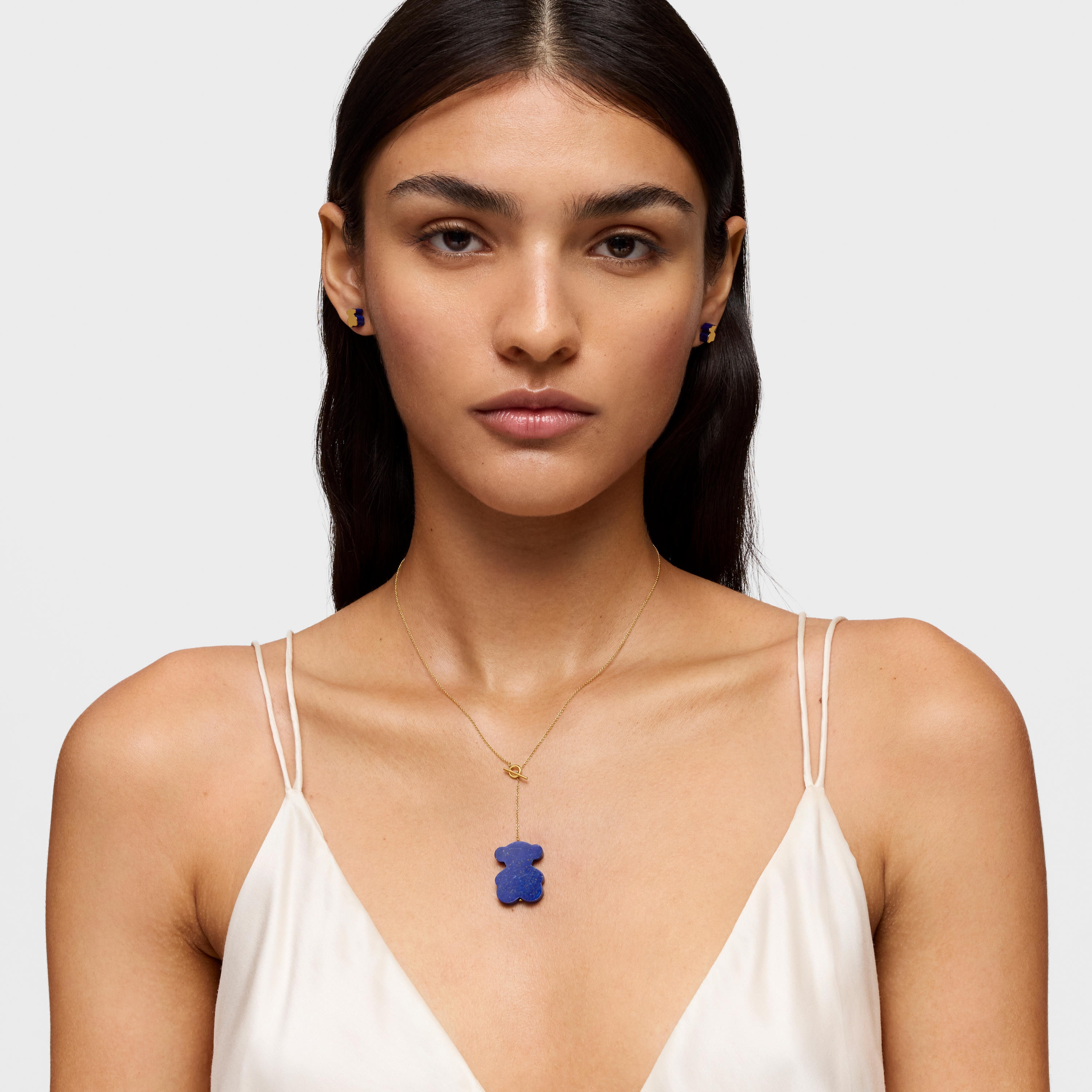 Short 18K solid gold bear Necklace with lapis lazuli TOUS 1950