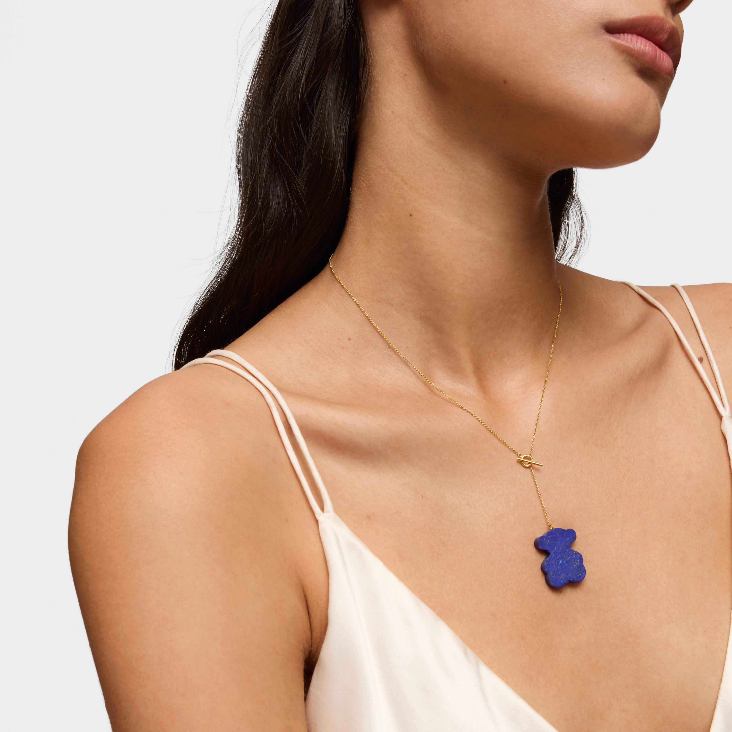 Short 18K solid gold bear Necklace with lapis lazuli TOUS 1950