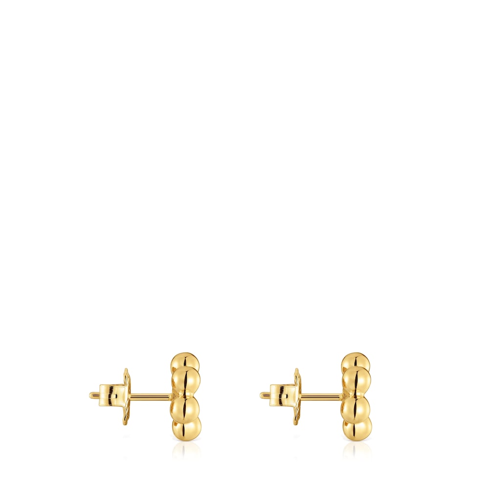 Pendientes cortos flor con baño de oro 18 kt sobre plata y iolita Sugar Party image number 1