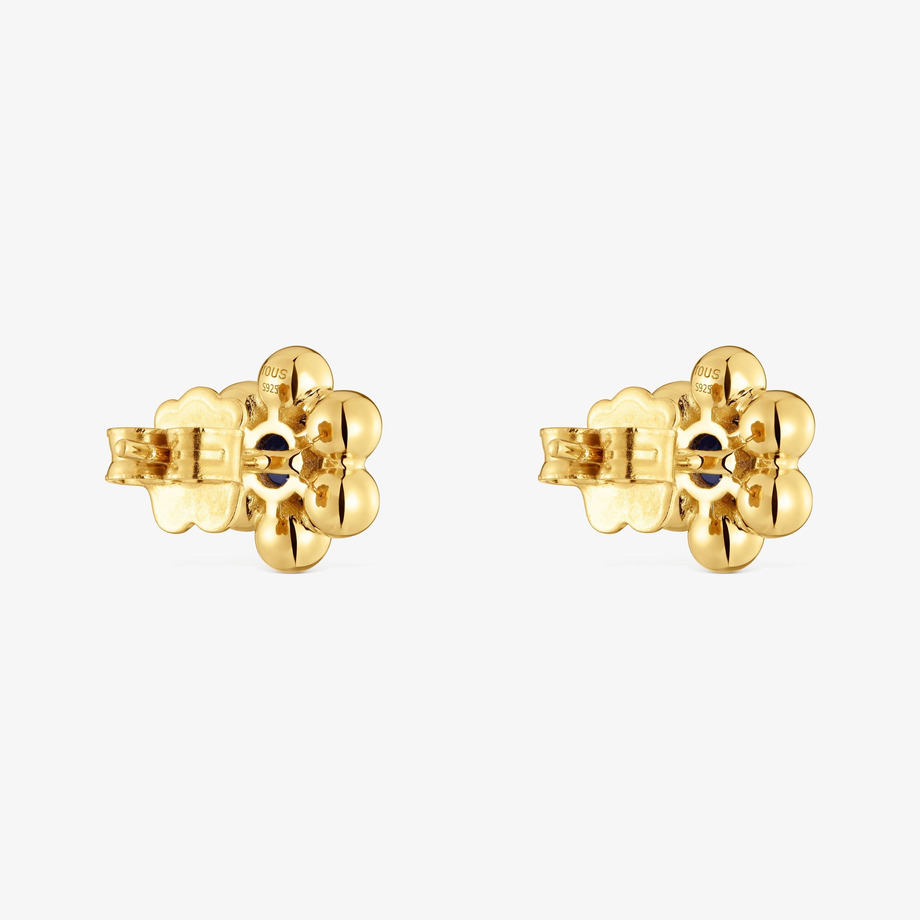 Sugar Party short flower Earrings with 18K gold vermeil and iolite