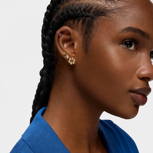 Sugar Party short flower Earrings with 18kt gold plating over silver and iolite