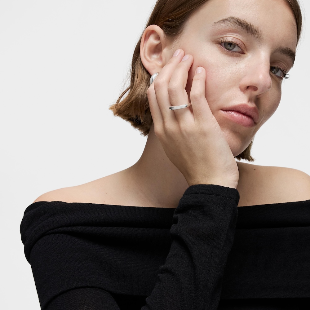 Anello aperto in argento Line