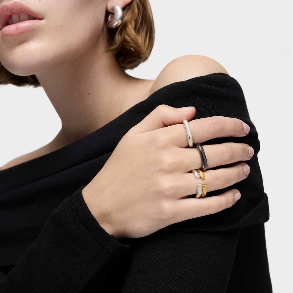 Anello aperto in argento Line