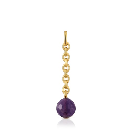 Colgante con baño de oro 18 kt sobre plata y amatista Hold Oval