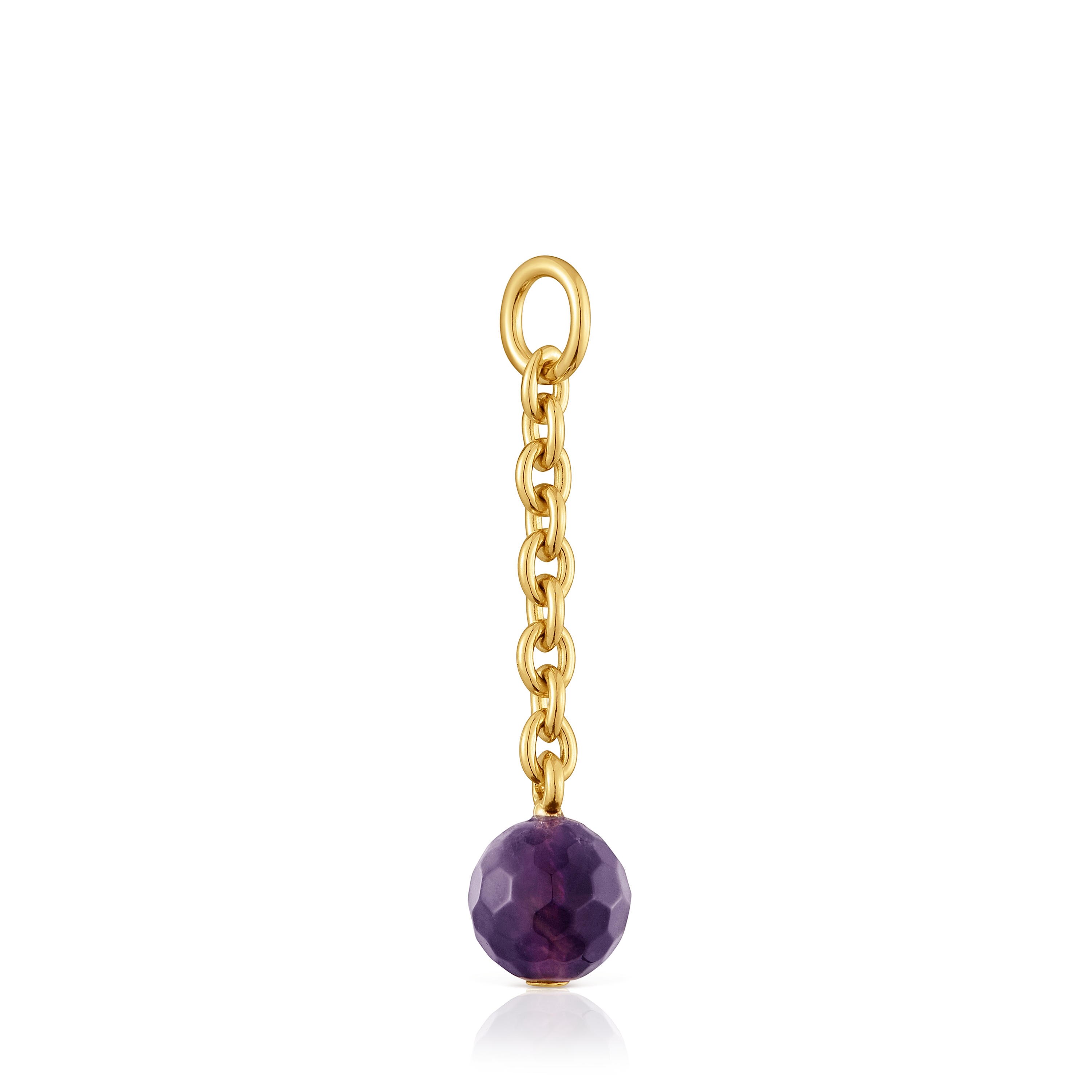 Hold Oval Pendant with 18kt gold plating over silver and amethyst