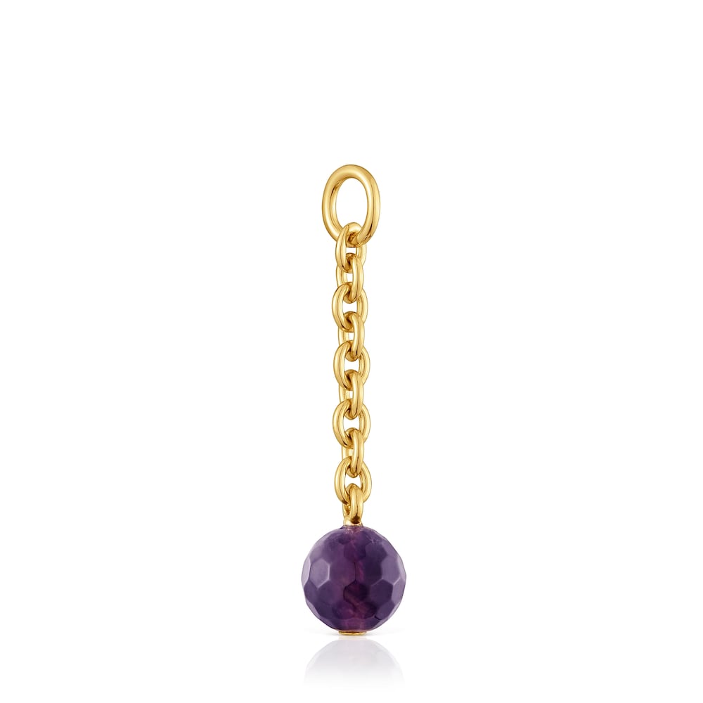 Colgante con baño de oro 18 kt sobre plata y amatista Hold Oval image number 1