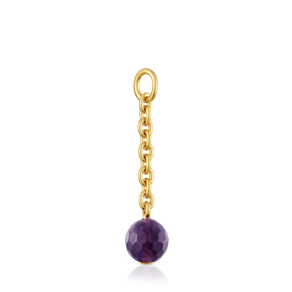 Colgante con baño de oro 18 kt sobre plata y amatista Hold Oval image number 2