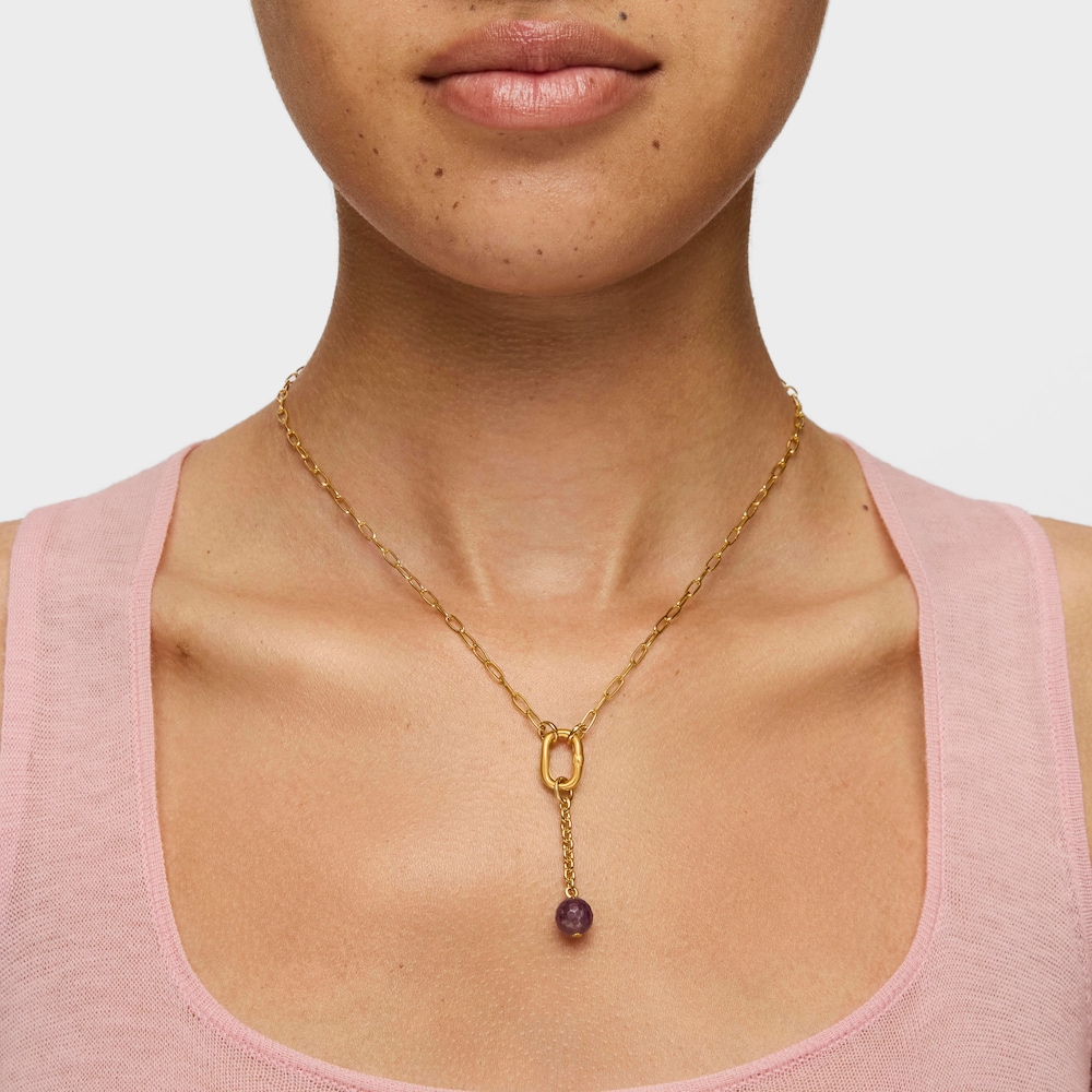 Pr&iacute;vesok s&nbsp;18-kar&aacute;tov&yacute;m pozl&aacute;ten&iacute;m na striebre a&nbsp;ametystom Hold Oval