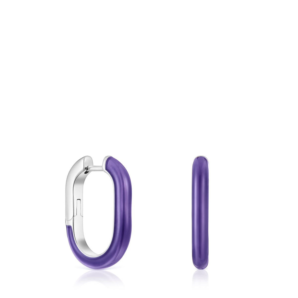 Tous - Pendientes Aro De Plata Y Esmalte Lila Line - Lila