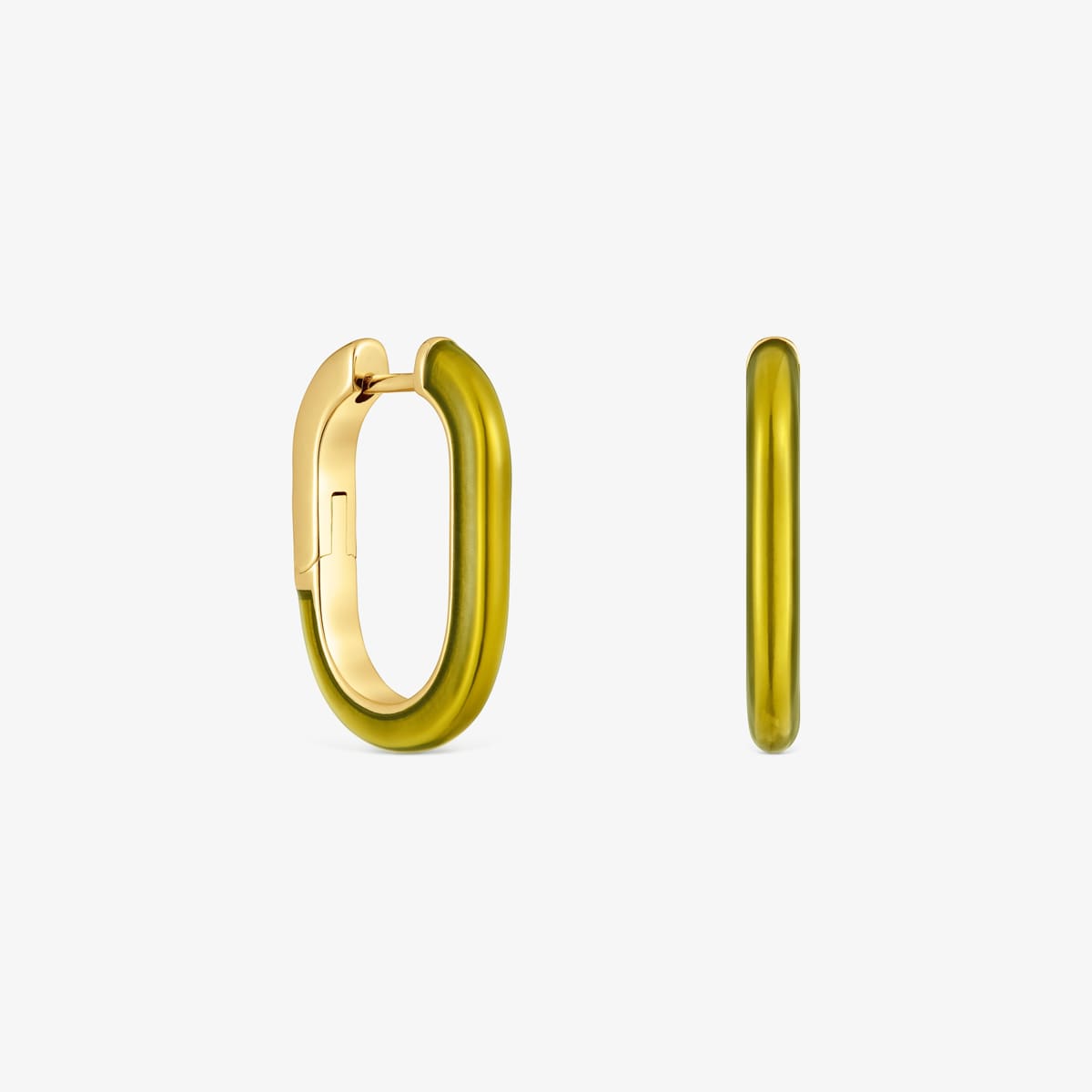 Tous - Pendientes Aro Con Baño De Oro De 18 Kt Sobre Plata Y Esmalte Verde Line - Verde